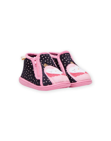 Baby girl's navy blue owl slippers MIPANTCHOU / 21XK3731D0A070
