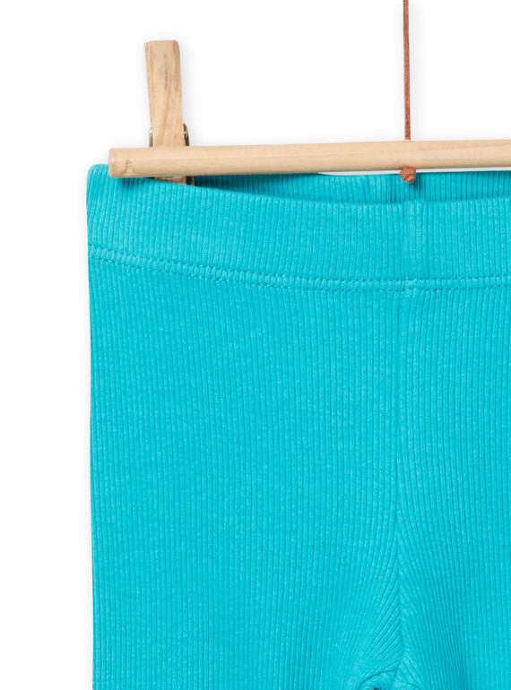 Baby girl turquoise stretch rib legging NYIJOLEG2 / 22SI0963CAL202