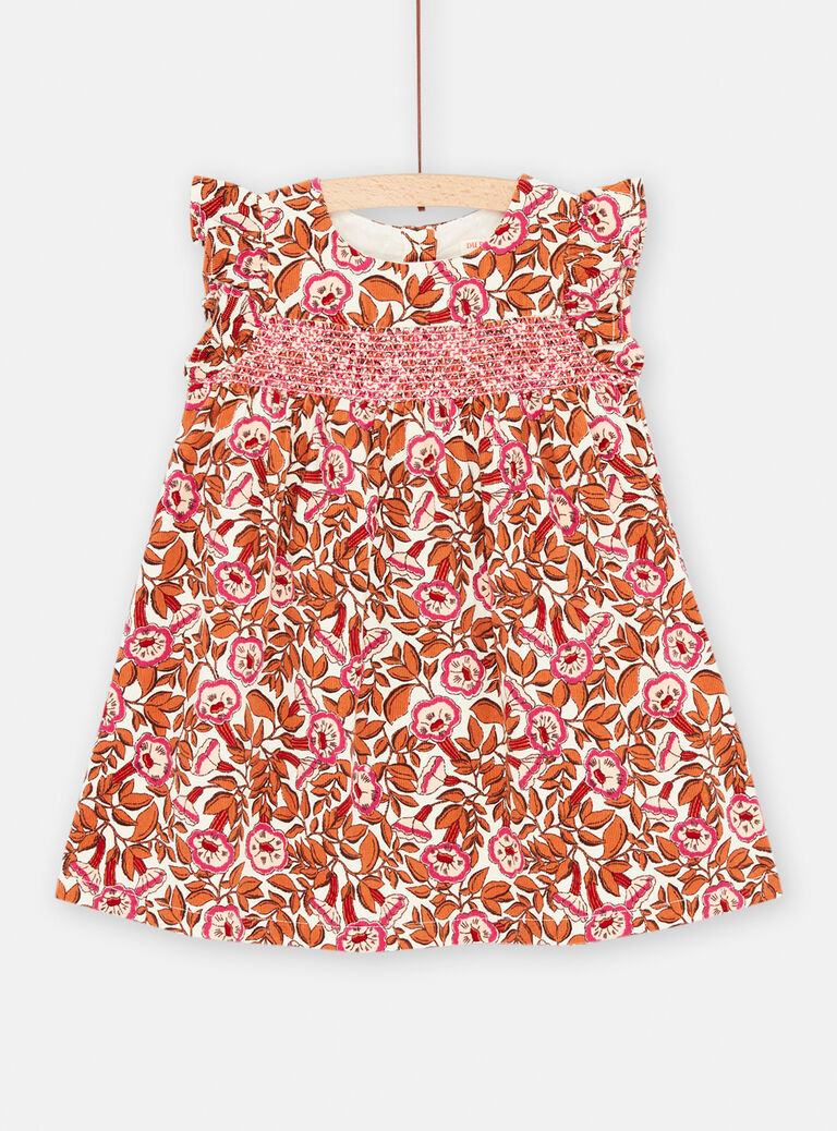 Baby girl pink and orange floral print dress Baby girl pink and orange floral print dress SILOROB1 / 23WG09R2ROB001