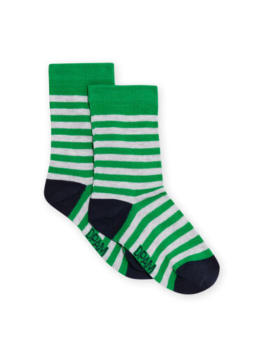 Kiwi green and grey striped socks child boy NYOJOCHOR3 / 22SI0269SOQ617
