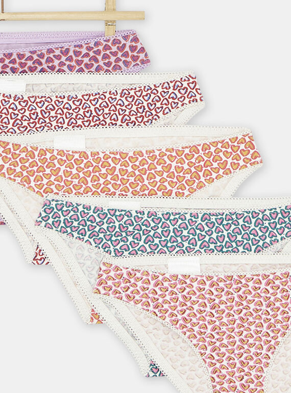 Set of 5 Girl's Heart Print Panties SEFALOTSEM1 / 23WH1161D5L001