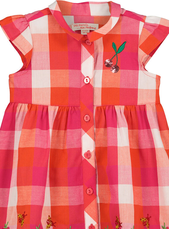 Baby girls' checked dress FIYEROB4 / 19SG09M4ROB000