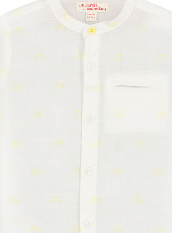 Baby boys' white Mandarin collar shirt FUPOCHEM / 19SG10C1CHM099