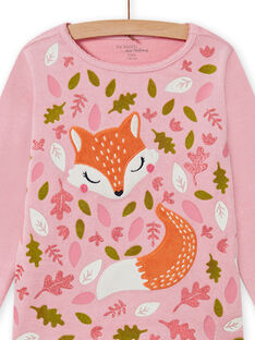 Pink velvet pyjama with fox pattern child girl MEFAPYJCLA / 21WH1196PYJ313