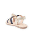 Girl's gold and navy blue leather sandals with tassels LFSANDLOUISE / 21KK355PD0E954
