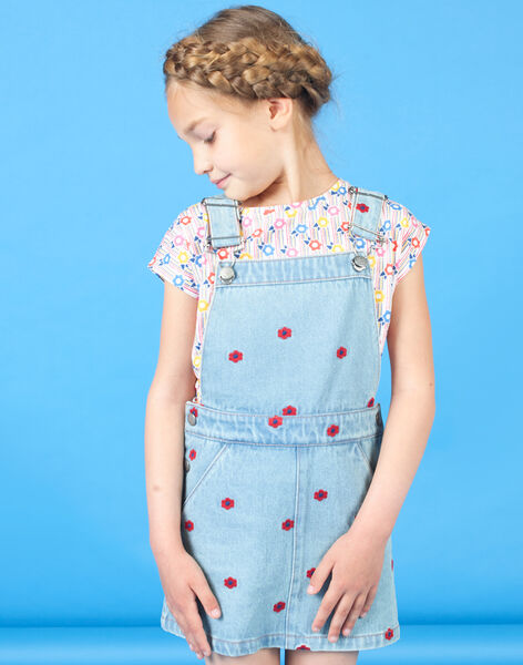 Baby girl's embroidered denim overalls dress LAHAROB1 / 21S901X2ROBP272