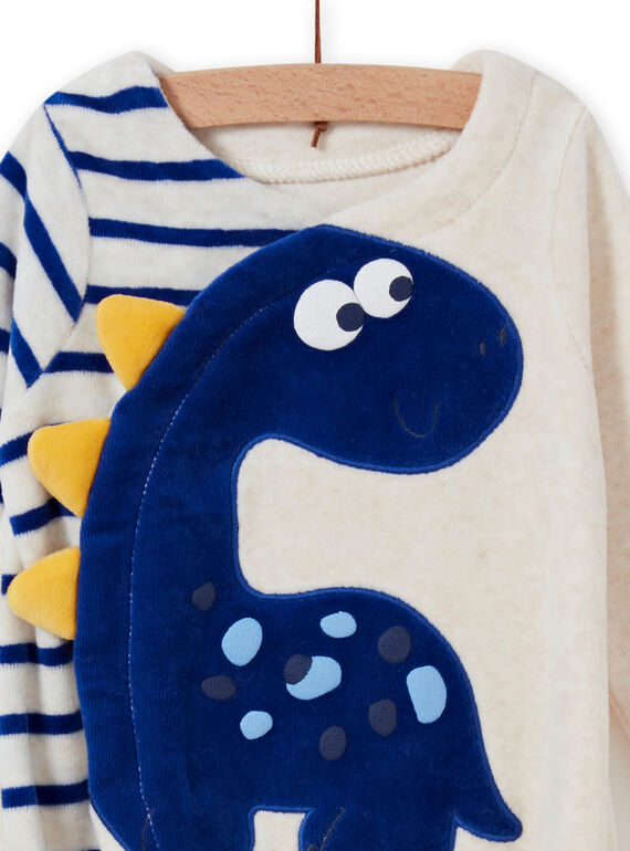 Baby boy ecru dinosaur romper MEGAGRENOS / 21WH1485GRE006