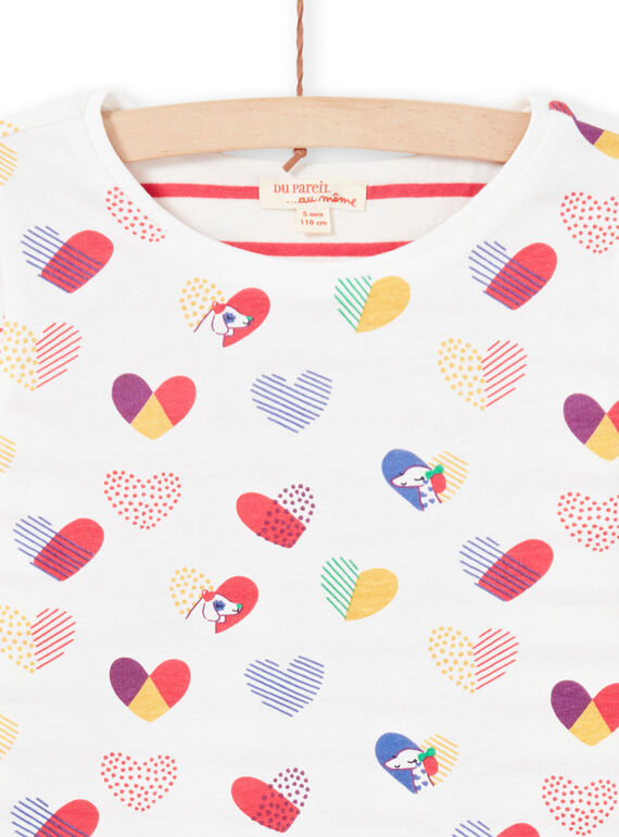Girl's reversible ecru and red T-shirt MAMIXTEE2 / 21W901J4TML001