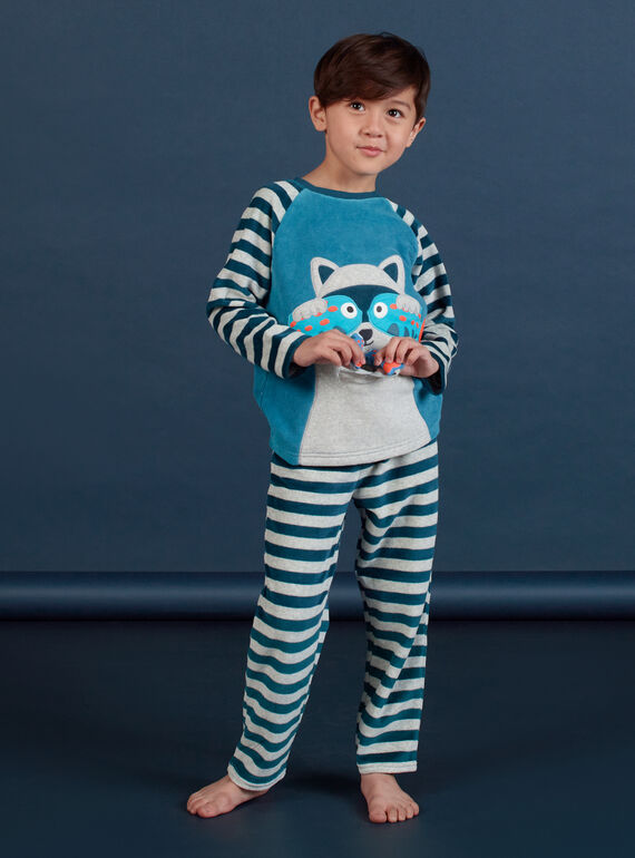 Boy's grey raccoon pajama set MEGOPYJRAC / 21WH1286PYJC235