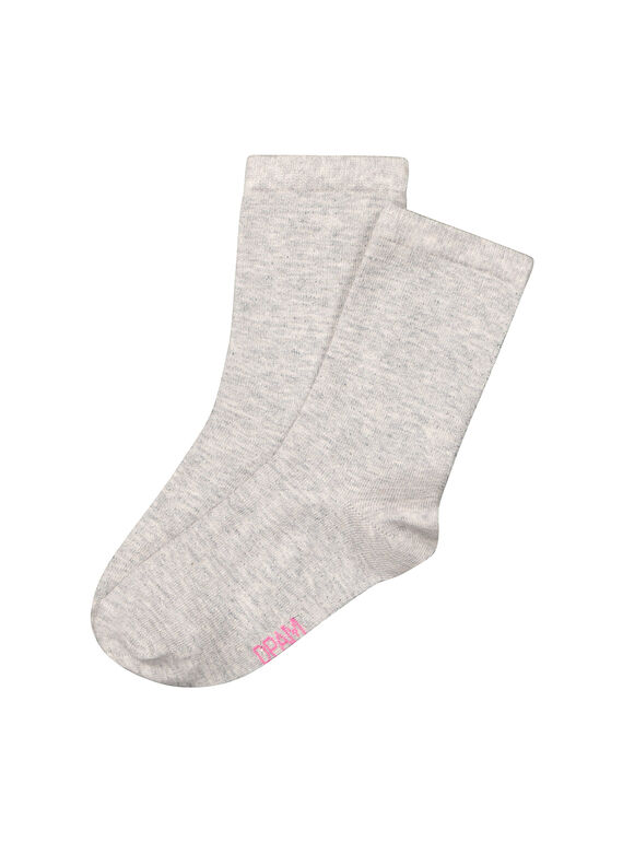 Girls' plain mid length socks FYAJOCHO1B / 19SI013ASOQ099