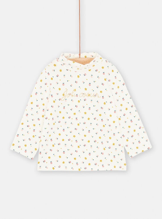 Baby girl ecru stand-up collar sweater SIDUSOUP / 23WG09P1SPL001