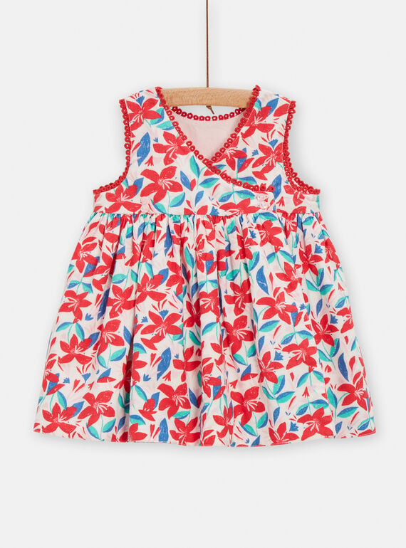 Multicolored floral print reversible dress for baby girl TICLUROB1 / 24SG09O2ROB001