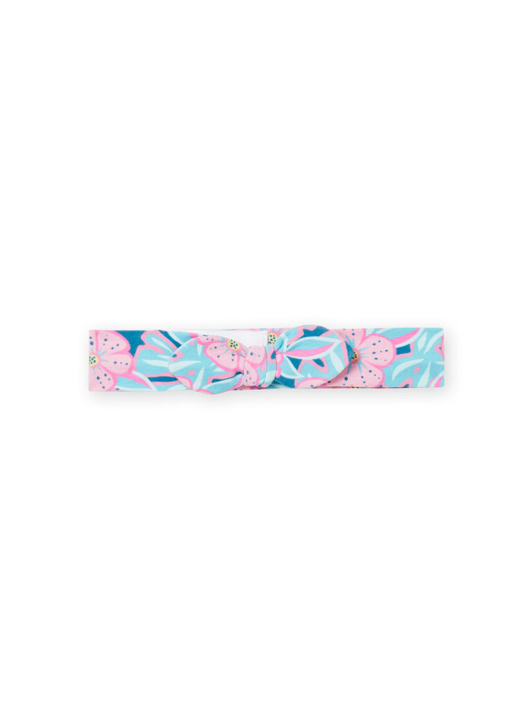 Blue and pink headband with baby girl flower print NYIFICBAN / 22SI09U1BAN215