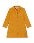 Girl's yellow velvet dress with fancy pattern MASAUROB3 / 21W901P1ROBB107