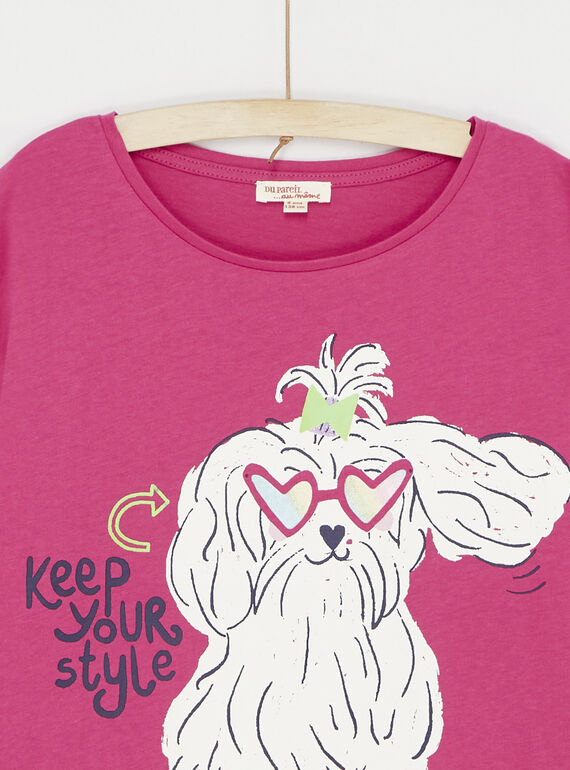 Fuchsia t-shirt with dog animation SALINTI1 / 23W901H2TEE304