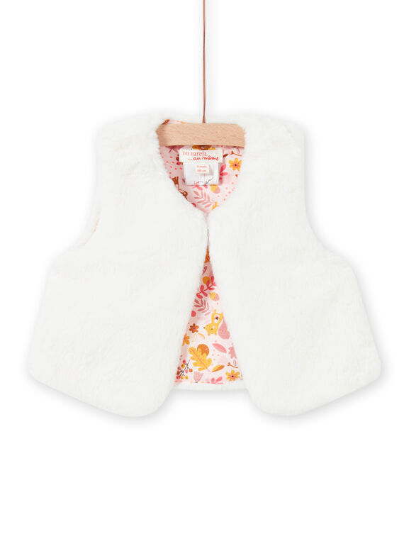 Off white faux fur vest baby girl MISAUCAR1 / 21WG09P1CAR001