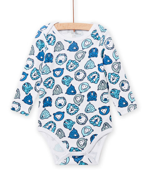 White bodysuit with animal print baby boy : buy online - Bodysuit | DPAM  International Website