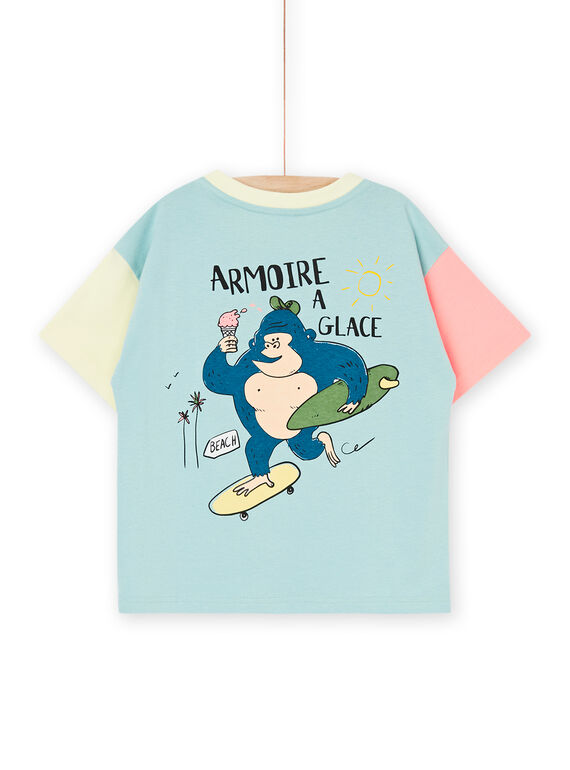 Celadon blue T-shirt with contrasting sleeves ROEXOTI5 / 23S902V5TMC204