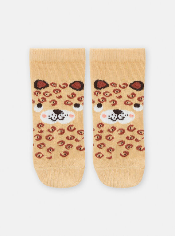 Saffron socks with leopard print for baby boys TYUCRICHO1 / 24SI1084SOQ113