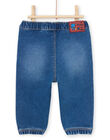 Baby boy blue jeans with dinosaur patches MUPAJEAN / 21WG10H1JEAP274