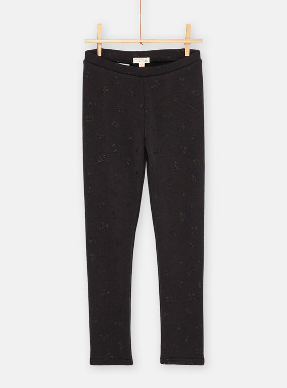Black cherry print legging for girls SAJOLEG3 / 23W901N9PAN090