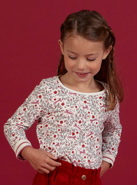 Reversible t-shirt with fantasy print and stripes child girl MAFUNTEE1 / 21W901M1TML001