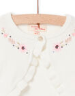 Baby girl ecru knitted cardigan with flowery embroidery NISOCAR / 22SG09Q1CAR001