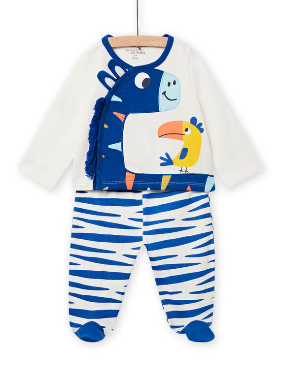 Blue and ecru pyjamas baby boy NEGAPYJZEB / 22SH14G2PYJ006
