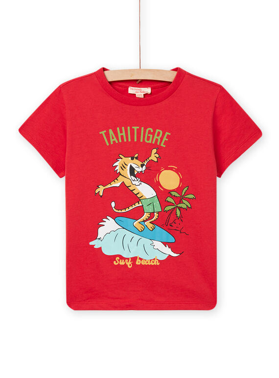 Red tiger t-shirt child boy surfer NOJOTI6 / 22S902C2TMCF524