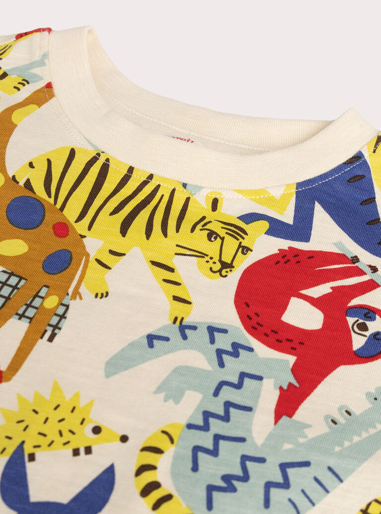 Jungle printed ecru T-shirt for boys  VOROTEE3 / 24W902P4TML003