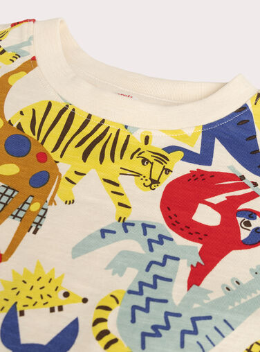 Jungle printed ecru T-shirt for boys  VOROTEE3 / 24W902P4TML003