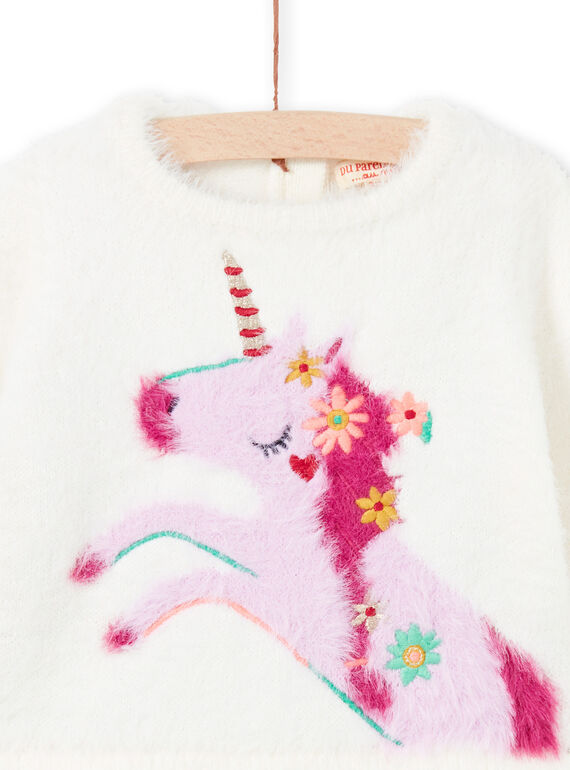 Baby girl ecru and pink sweater MITUPUL / 21WG09K1PUL001