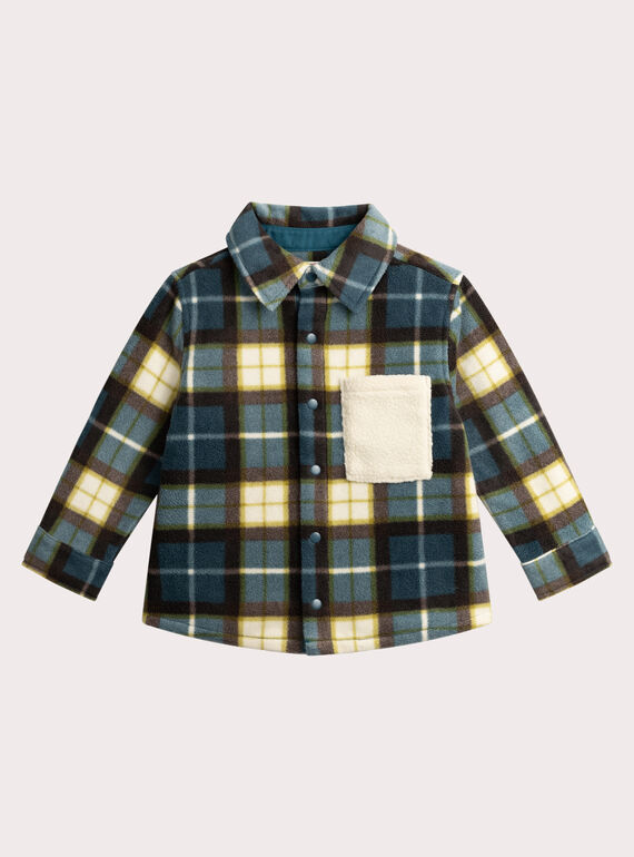 Checked overshirt with sherpa pocket for boys  VOBACHEM / 24W902Q1CHMC225