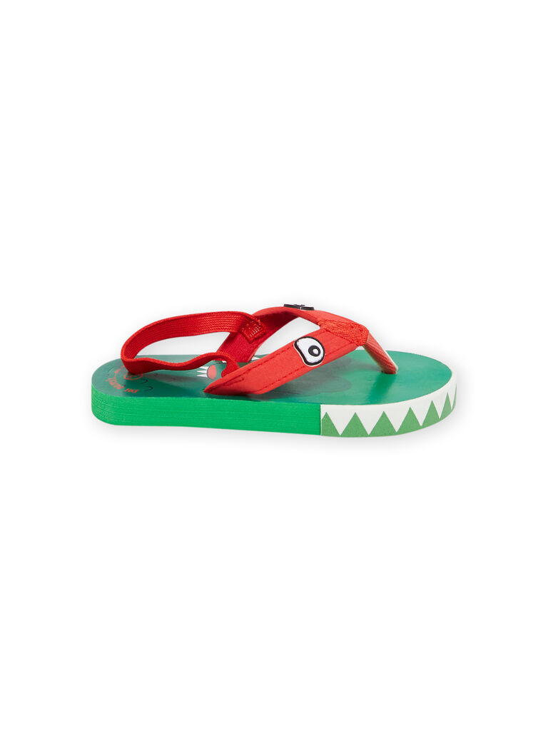 Green and red flip-flops with crocodile print child boy NOTONGCROC / 22KK3681D01050
