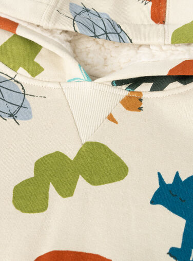 Dinosaur print ecru hoodie for boys  VOKLISWE2 / 24W90242SWE632