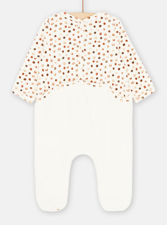 White and brown romper with polka dot pattern SOU2GRE2 / 23WF0321GREA001