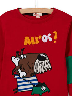 Boy's red dog print T-shirt MOMIXTEE4 / 21W902J2TML505