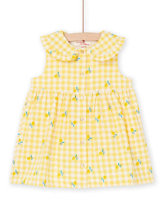 Yellow sleeveless dress with check print RIBALROB2 / 23SG09W1ROB001