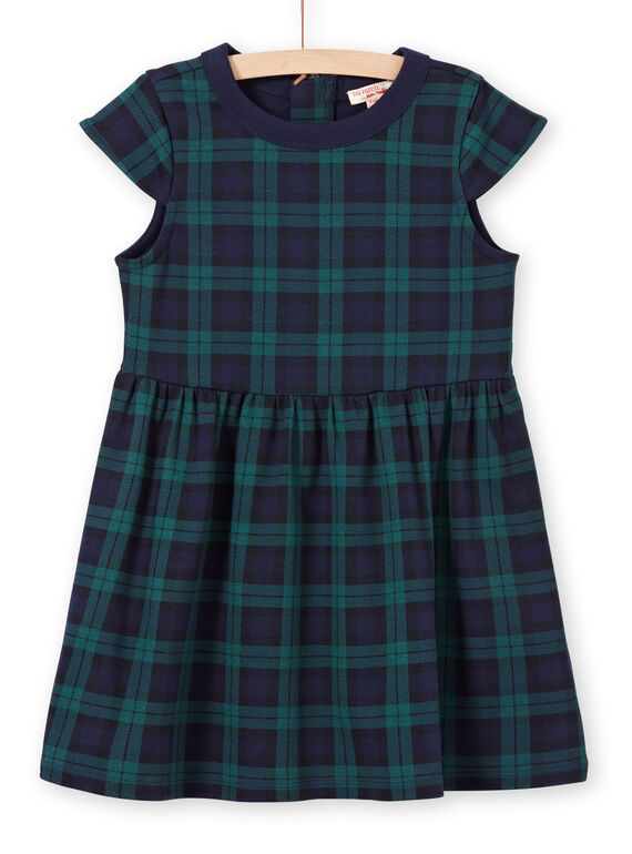 Girl's green and navy blue dress MAJOROB3 / 21W90121ROBC243