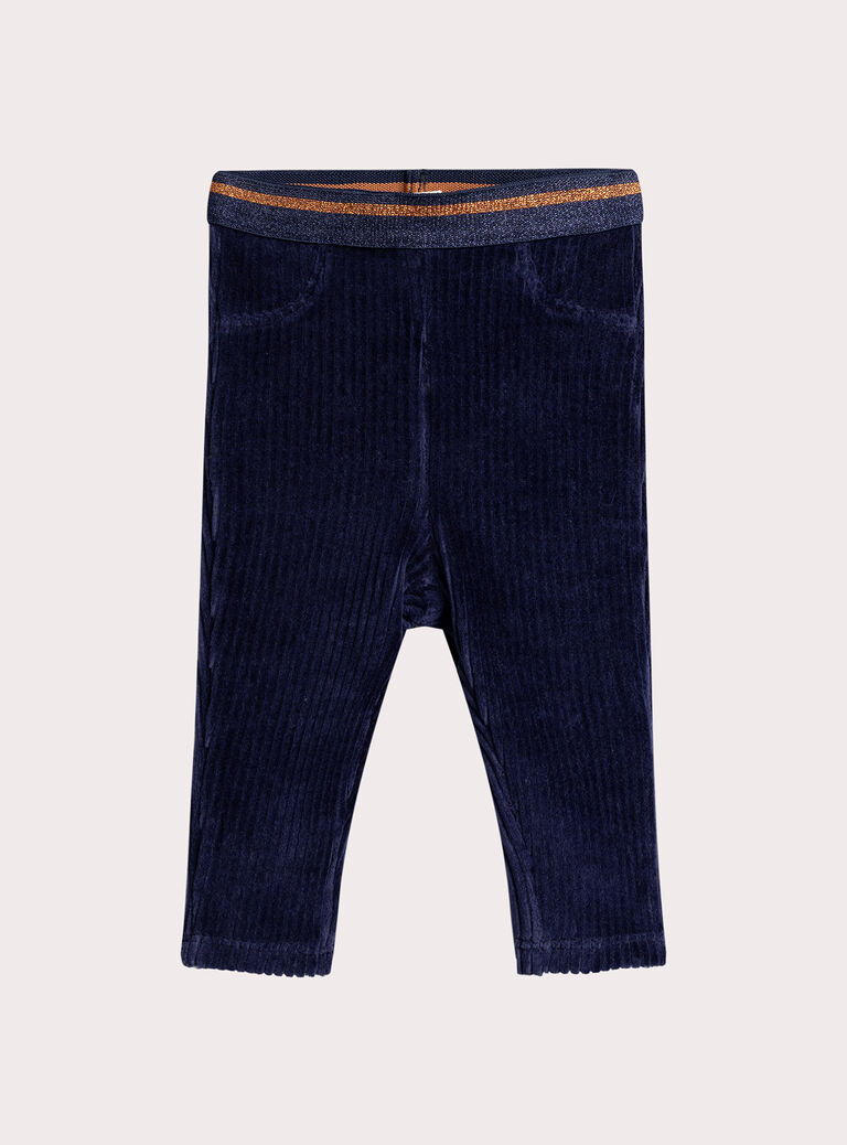 Midnight blue velvet pants for baby girl  VIROPAN2 / 24WG09P2PAN070