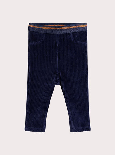 Midnight blue velvet pants for baby girl  VIROPAN2 / 24WG09P2PAN070