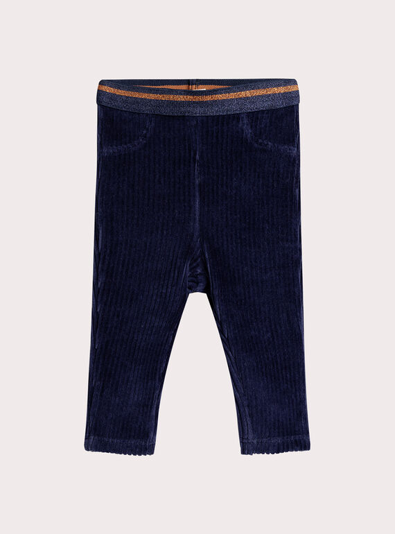 Midnight blue velvet pants for baby girl  VIROPAN2 / 24WG09P2PAN070