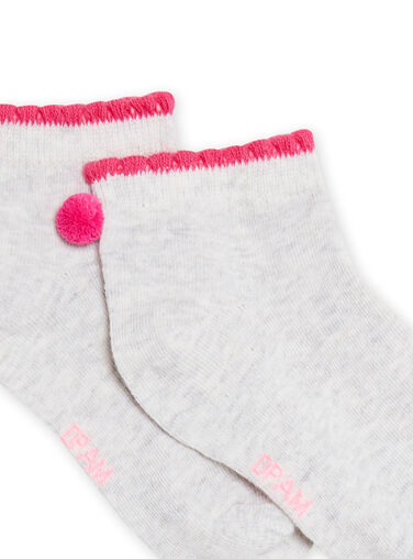 Child girl grey socks with pompons NYAJOSCHO1D / 22SI0167SOQJ920