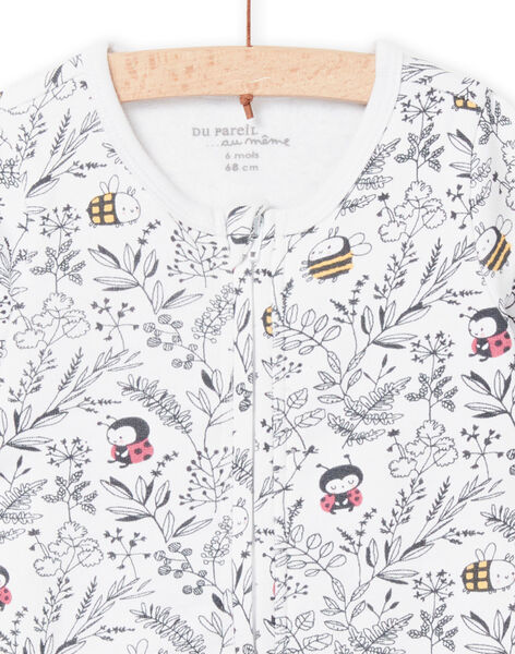 White romper with forest print, mixed birth NOU1GRE7 / 22SF0544GRE000