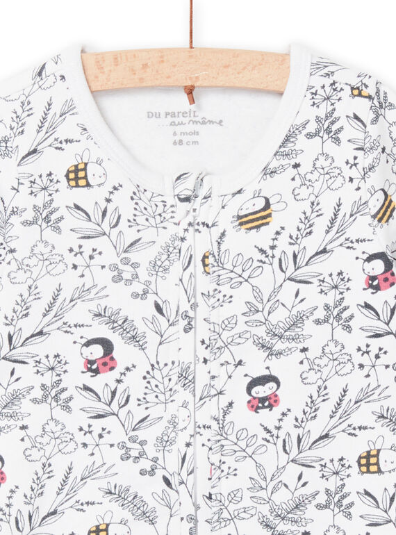 White romper with forest print, mixed birth NOU1GRE7 / 22SF0544GRE000