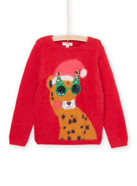Leopard animation sweater with sequins glasses. PANOPULL / 22W901V1PULF529