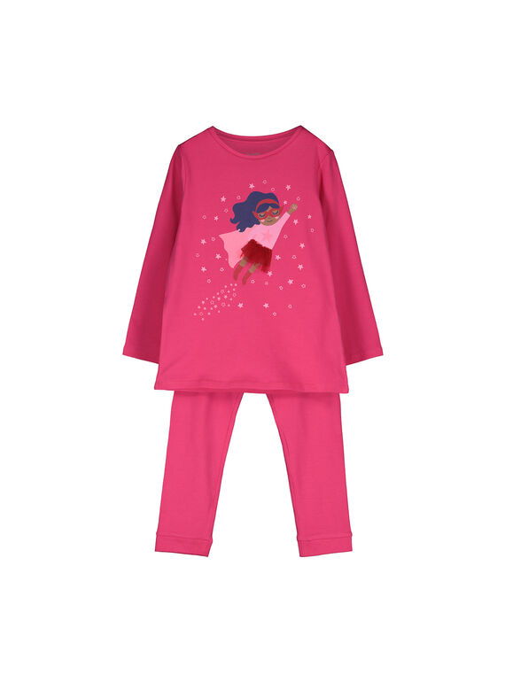 Girls' cotton pyjamas FEFAPYJSUP / 19SH1144PYJ030