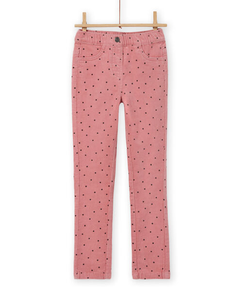 Girl's pink polka dot corduroy pants MAJOVEJEG3 / 21W901N3PANH700