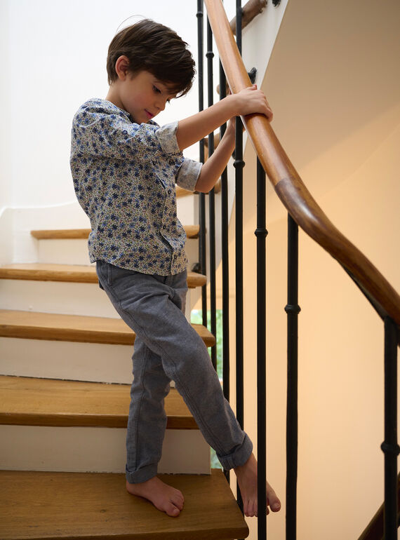 Boys blue shirt with floral print TOPOCHEM2 / 24S902M2CHM000