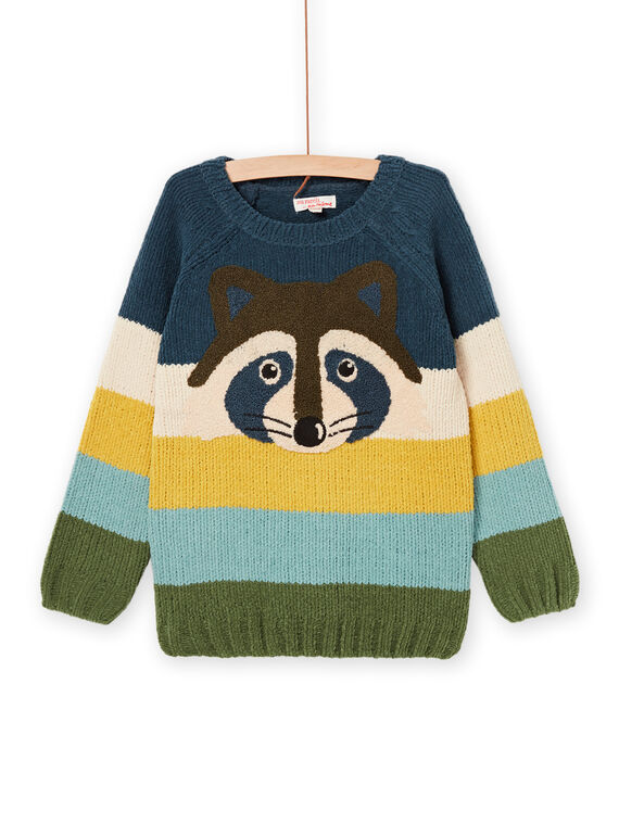 Long sleeve striped sweater with raccoon design PORHUPUL / 22W902Q1PUL716